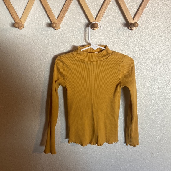4T toddler girls mustard yellow rib knit mock neck - Picture 2 of 4